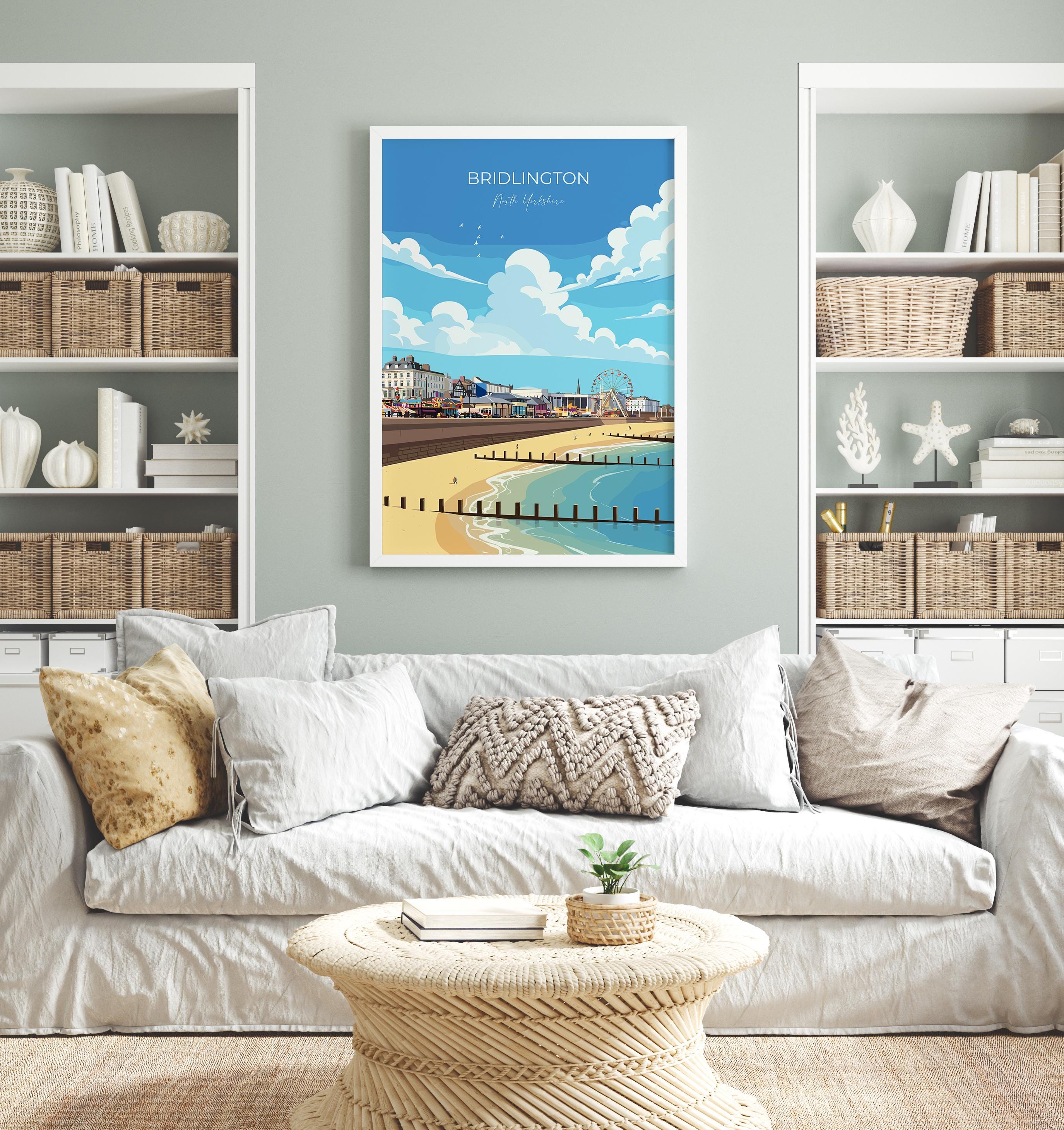 Bridlington Travel Poster, Travel Print of Bridlington, Yorkshire Gift, England, North Yorkshire Art, Bridlington Gift, Wall Art Print NQ Media Designs
