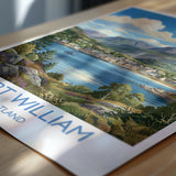 Fort William Scotland Print, Ben Nevis Wall Art with Border, Scottish Highlands Poster, Loch Linnhe Print, Fort William Gift
