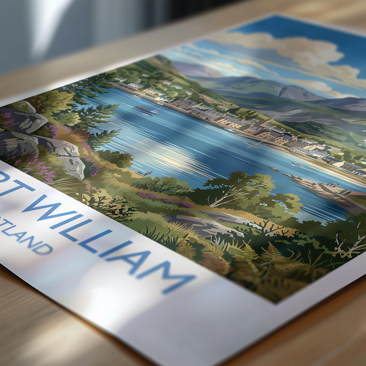 Fort William Scotland Print, Ben Nevis Wall Art with Border, Scottish Highlands Poster, Loch Linnhe Print, Fort William Gift