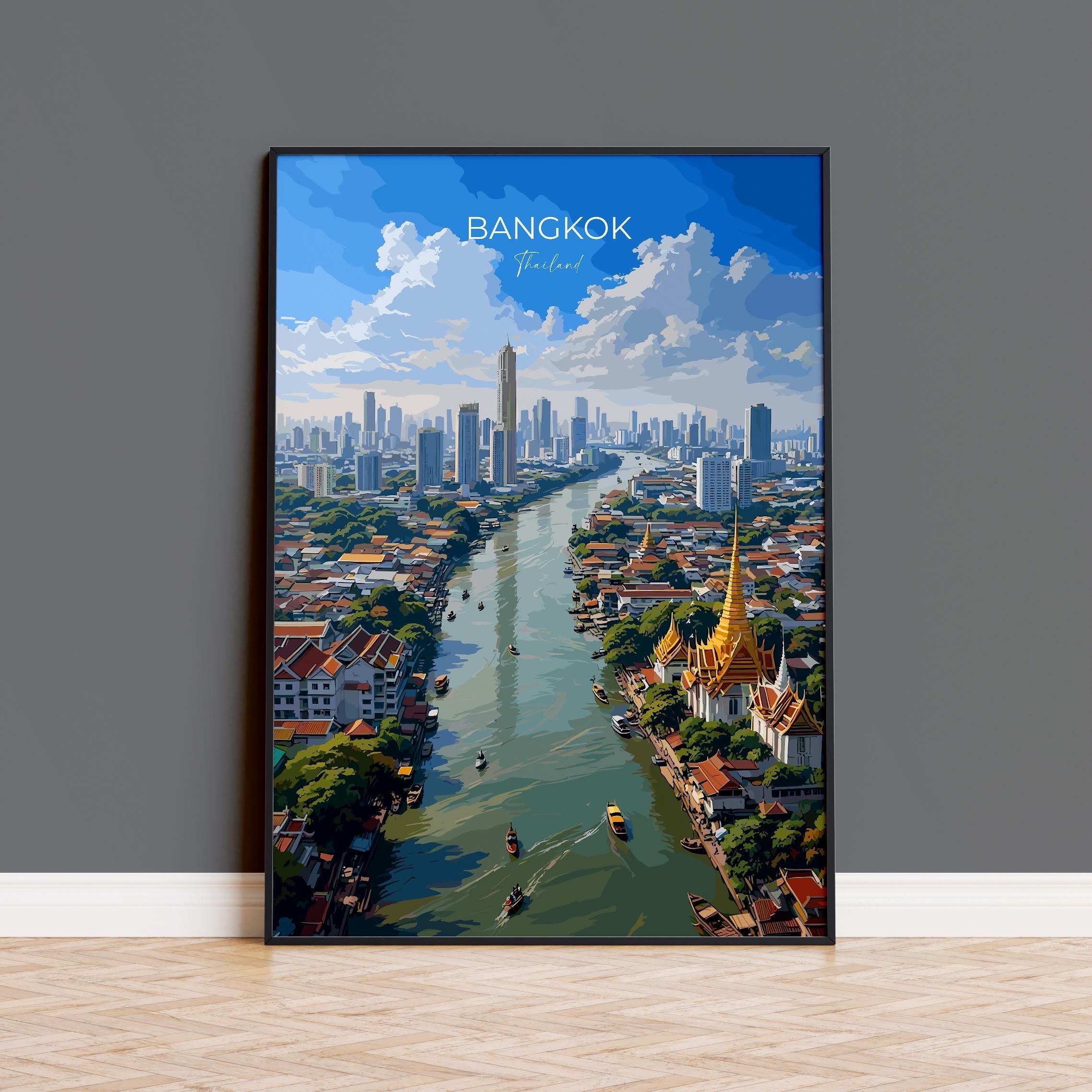 Bangkok Print Wall Art, Bangkok Travel Poster, Thailand Wall Art, Bangkok Art Lovers Gift, Thailand Gift NQ Media Designs