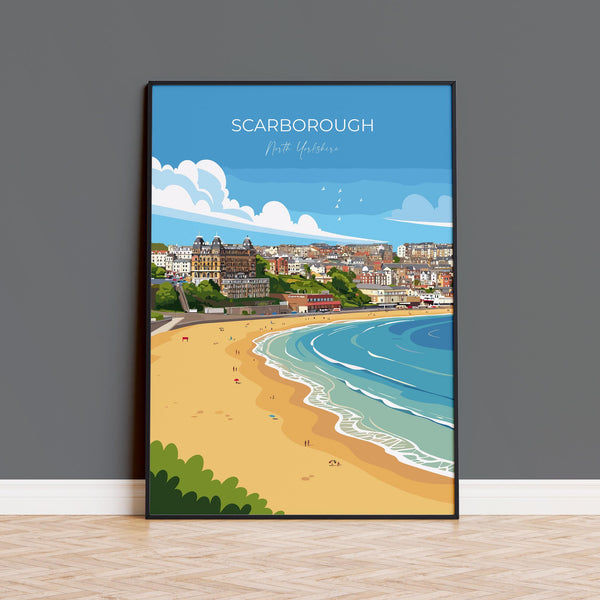 Scarborough Travel Print, Travel Poster of Scarborough, North Yorkshire Gift, England, Scarborough Gift, Wall Art Print