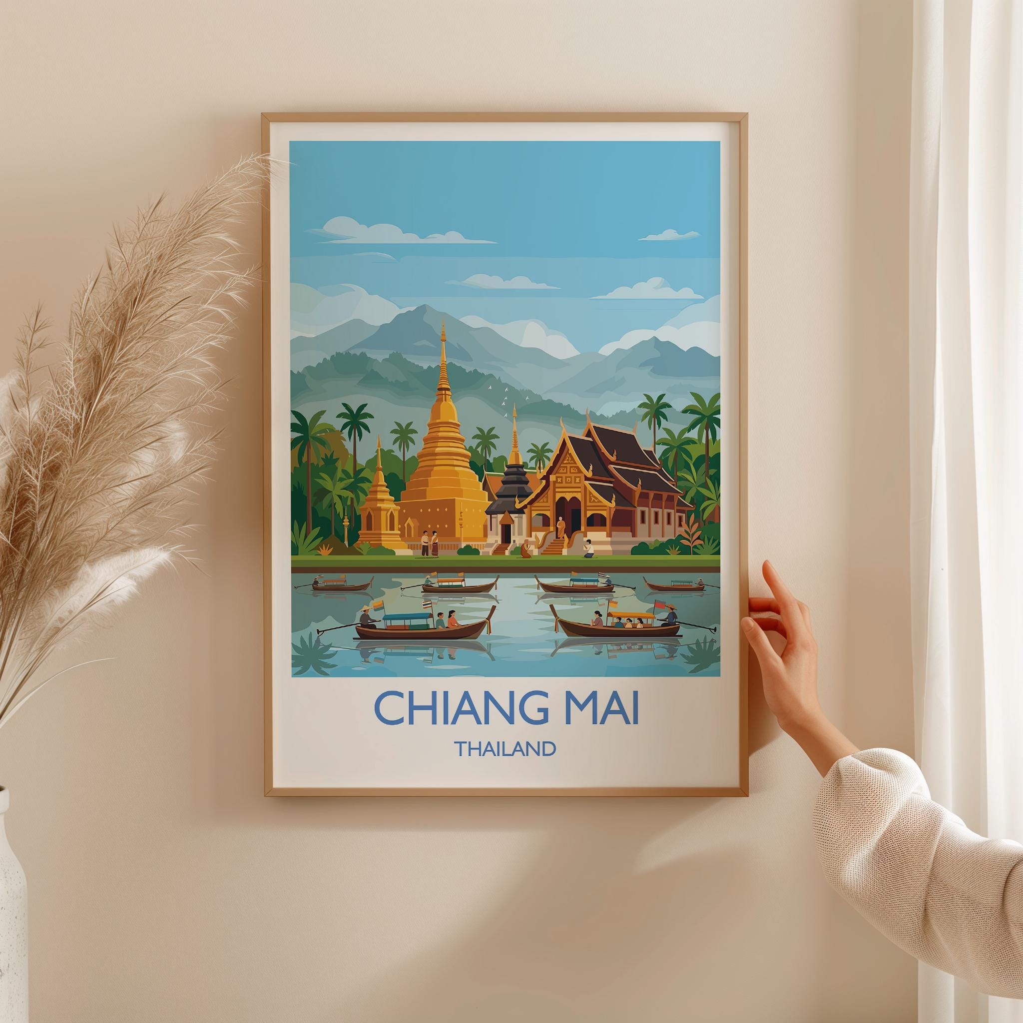 Chiang Mai Travel Print, Travel Poster of Chiang Mai, Thailand, Chiang Mai Art Lovers Gift, Wall Art Print