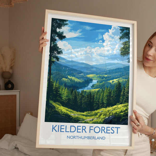 Kielder Forest Travel Print, Travel Poster of Kielder Forest, Kielder Water Reservoir, Kielder Forest Art, Northumberland Gift,