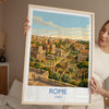 Rome Forum Travel Poster, Roman Forum Ruins Wall Art, Ancient Rome Landscape Print, Historic Architecture Illustration, Italy Decor