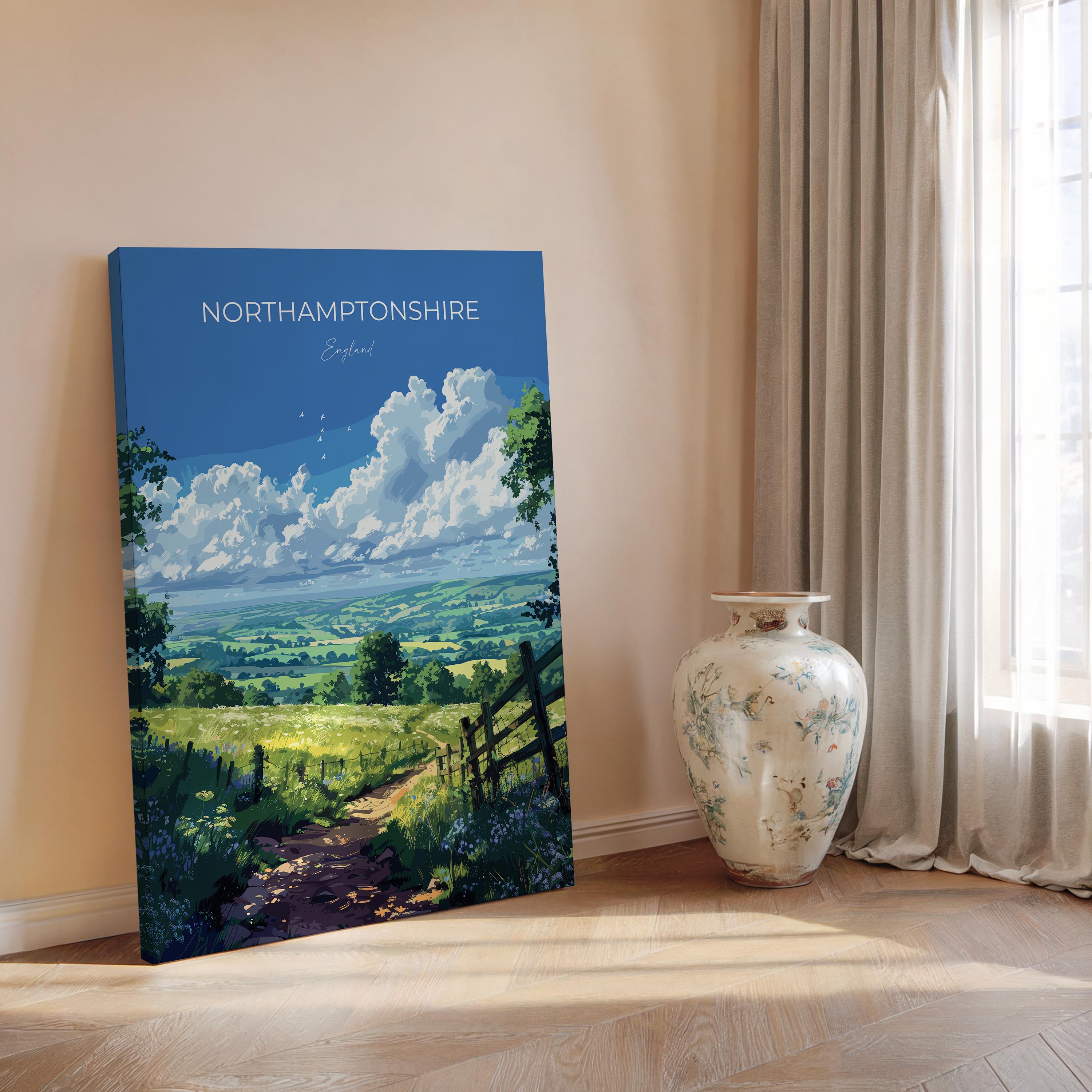 Northamptonshire Poster Wall Art, Travel Print of Northamptonshire, England, Northamptonshire Art Lovers Gift, England Wall Art Print NQ Media Designs