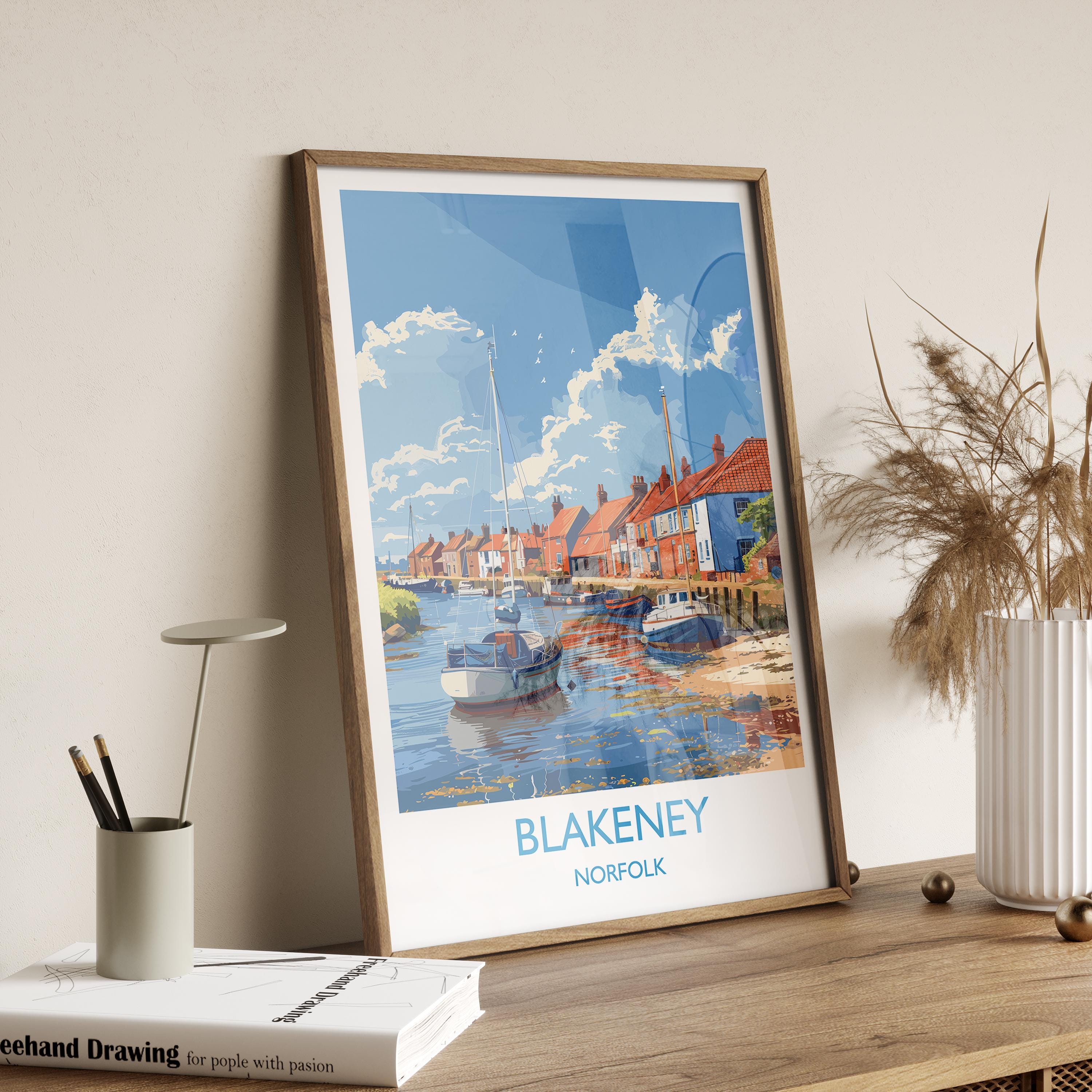 Blakeney Travel Print, Travel Poster of Blakeney, Norfolk Gift, England, Norfolk Art, Blakeney Art Lovers Gift, Wall Art Print NQ Media Designs