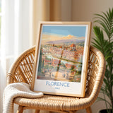 Florence Italy Travel Poster, Piazzale Michelangelo View, Florence Skyline Wall Art, Duomo Print, Tuscany Vintage Travel Poster