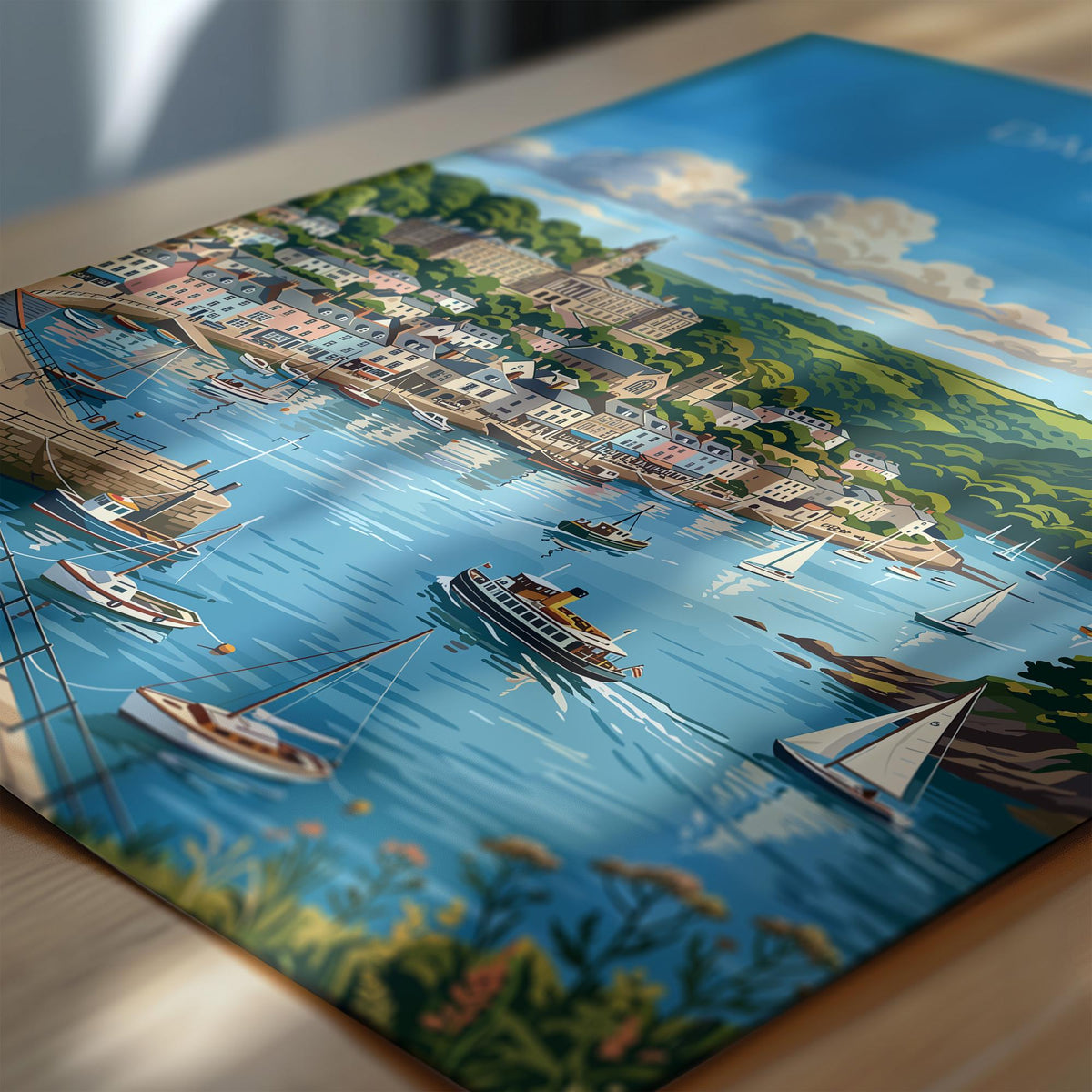 Dartmouth Poster, Devon Wall Art, River Dart Print, Britannia Royal Naval College Poster, South Devon Coastal Travel Print, Dartmouth Gift