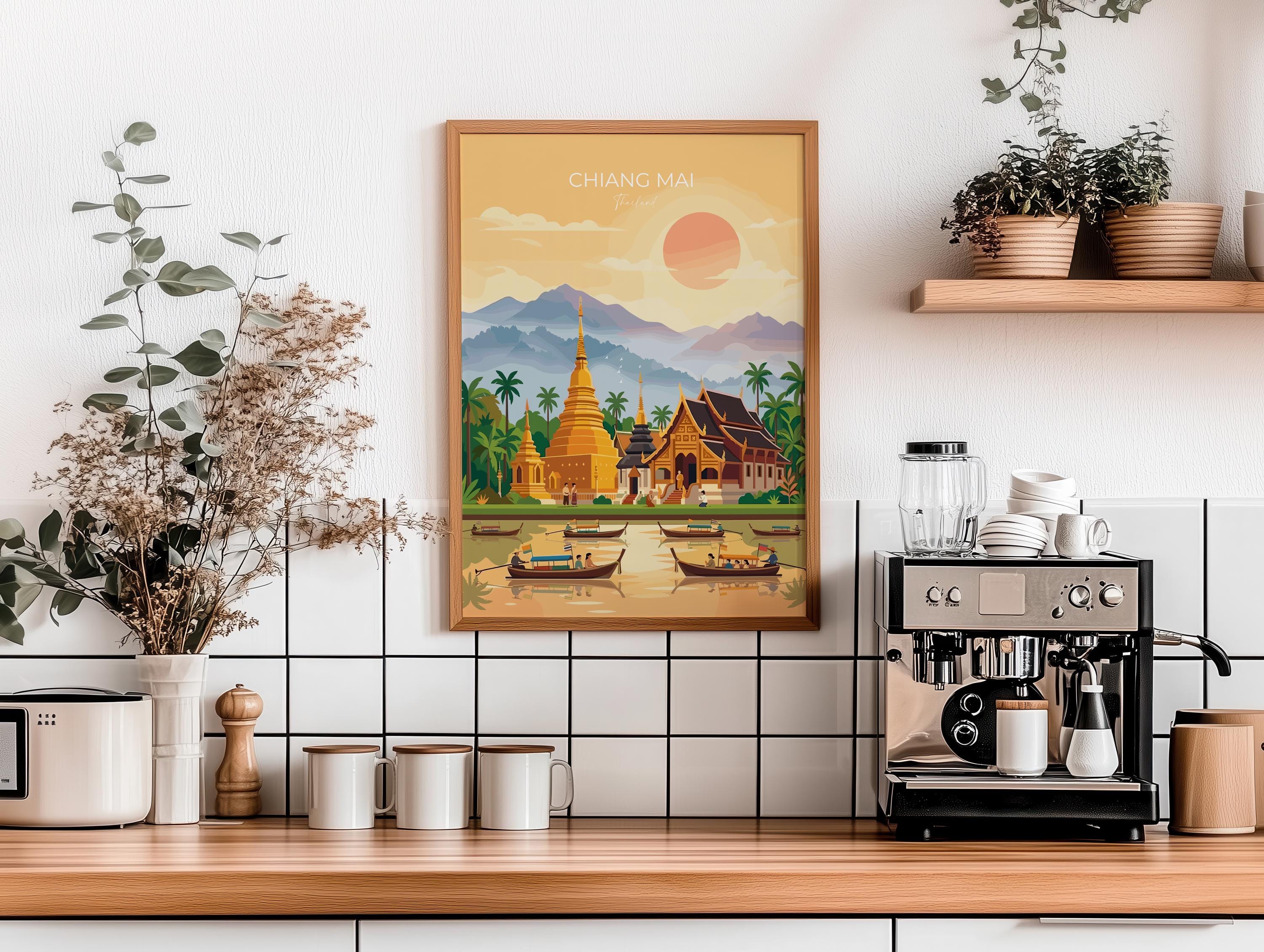 Chiang Mai Travel Poster, Travel Print of Chiang Mai, Thailand, Chiang Mai Art Lovers Gift, Wall Art Print