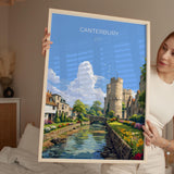 Canterbury Travel Poster, Travel Print of Canterbury, England, Canterbury Cathedral, Kent Art Lovers Gift, Wall Art Print NQ Media Designs