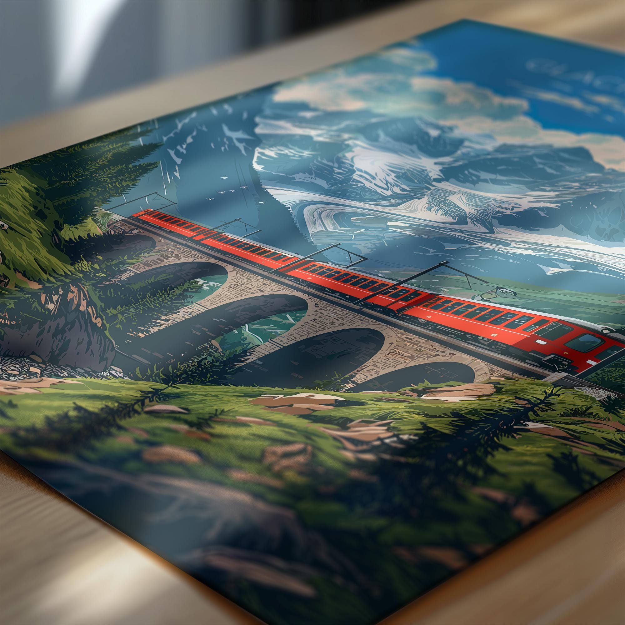 Glacier Express Train Wall Art Travel Poster, Travel Print of Glacier Express, Ski Poster, Switzerland Alps Art Travel Lovers Gift NQ Media Designs