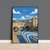 Bath Travel Print, Travel Poster of Bath, England, Cotswolds Art, English City Gift, Avon Wall Art Print NQ Media Designs
