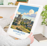 Calton Hill Edinburgh Print, Edinburgh Skyline Wall Art with Border, Scotland Travel Print, National Monument Poster, Edinburgh Gift