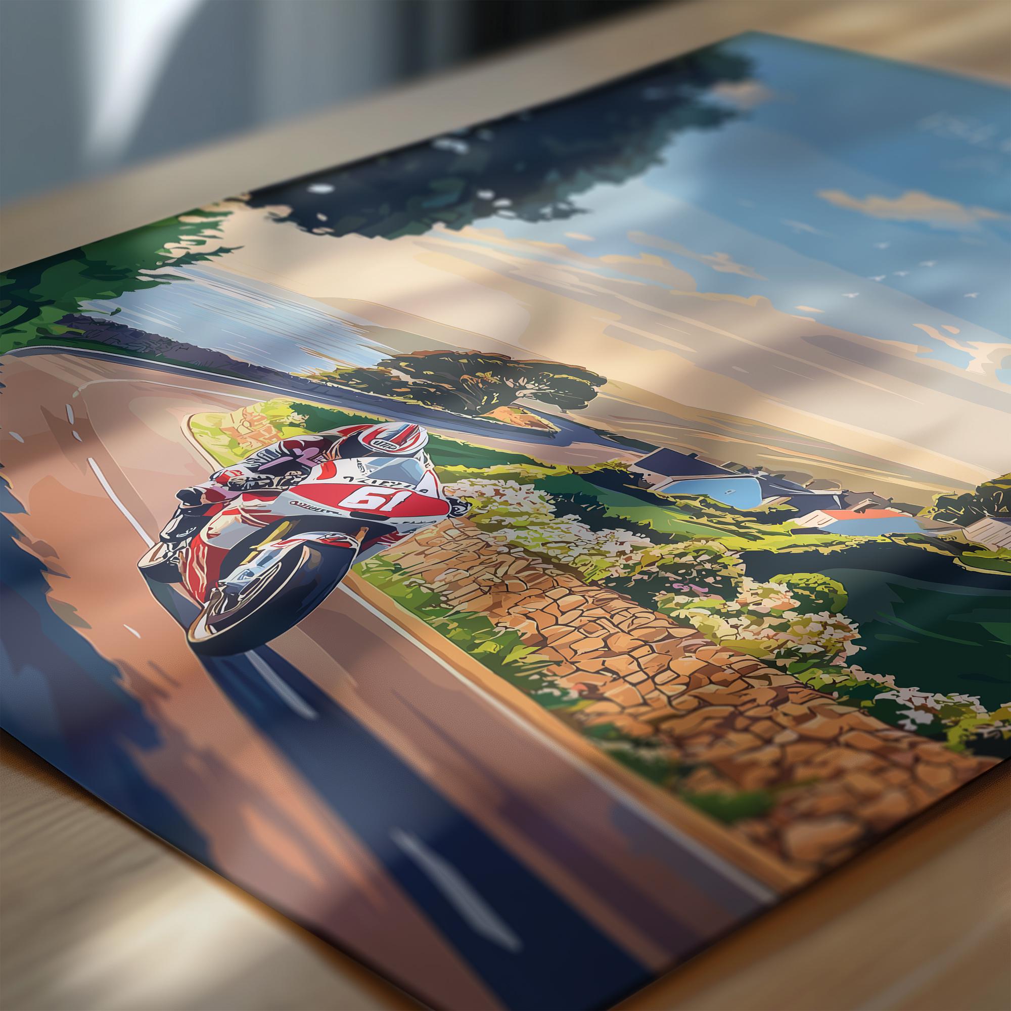 Isle of Man Print Motorbike Wall Art, Travel Poster of Isle of Man, Motorbike TT Racing Art, Isle of Man Art Gift,British Isles Wall Art NQ Media Designs