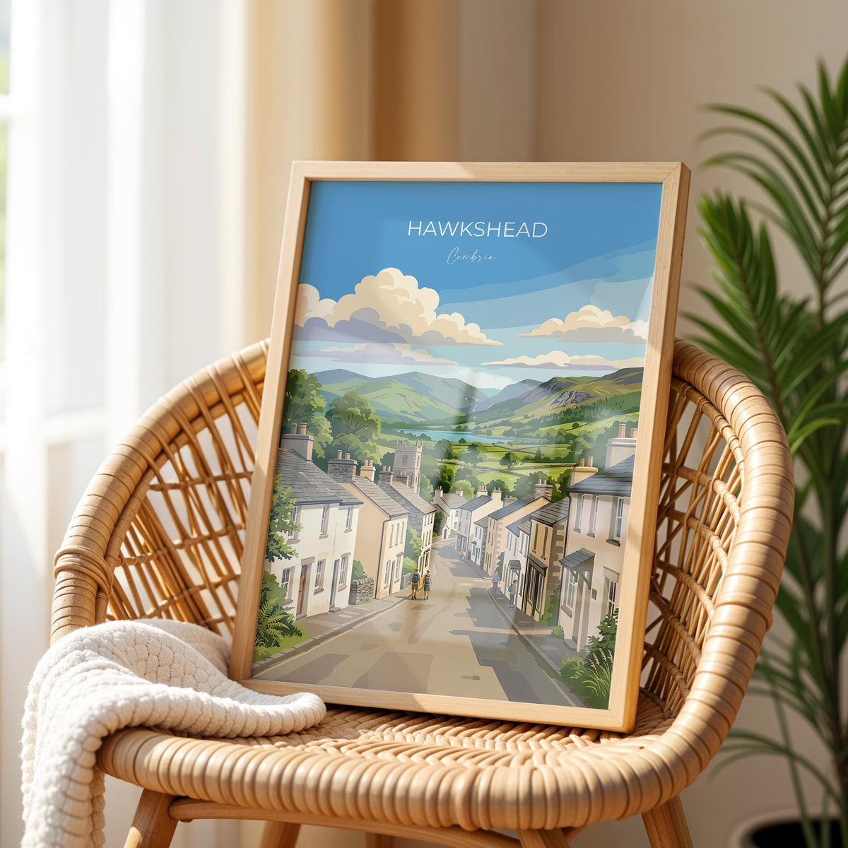 Hawkshead Poster, Lake District Wall Art, Cumbria Print, England Travel Poster, Hawkshead Gift
