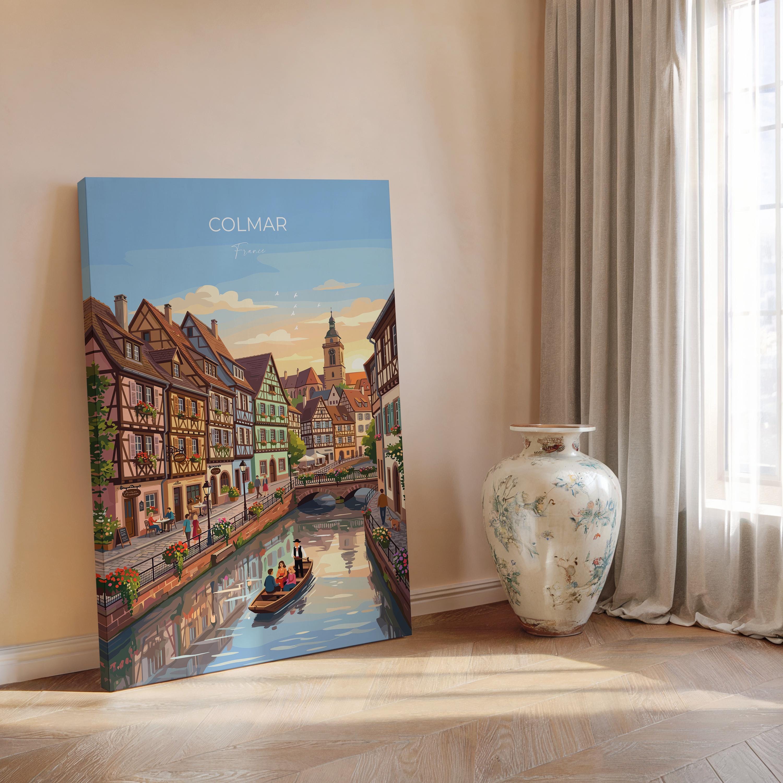Colmar France Travel Print, Alsace Village Wall Art, Little Venice Canal Poster, Colourful Houses Illustration, Europe Decor