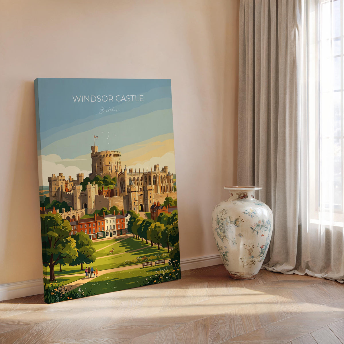 Windsor Castle Poster, Berkshire Wall Art, Royal Castle Print, English Travel Poster, Windsor Gift