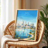Perth Australia Poster, Western Australia Wall Art, Swan River Travel Print, Coastal City Decor, Australian Gift