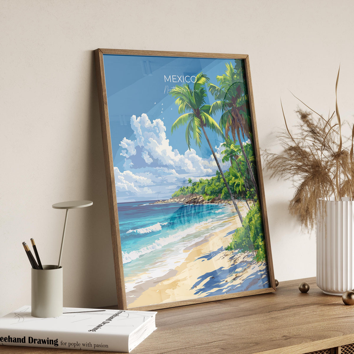 Mexico Travel Poster Wall Art, Travel Print of Mexico, Mexico Coast Art Gift, Mexico Art Lovers Gift, NQ Media Designs