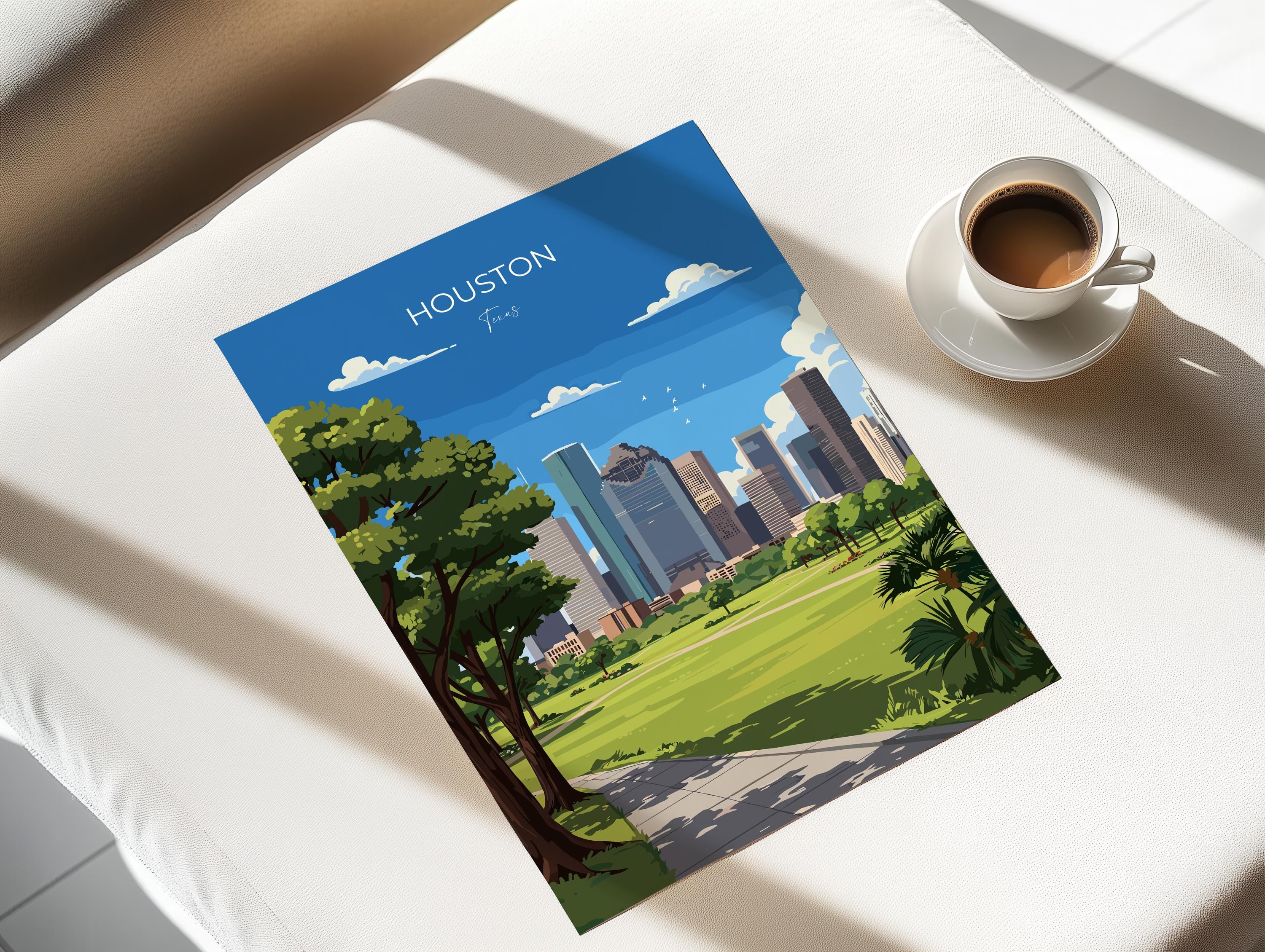 Houston Travel Poster Wall Art Print, Travel Print of Houston, Texas, US City Art Lovers Gift, USA Gift, NQ Media Designs