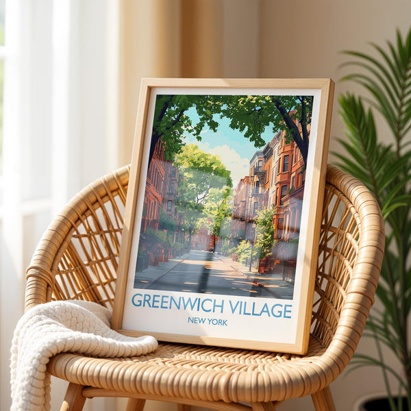 Greenwich Village New York Travel Print Wall Art, Travel Poster of Greenwich Village, New York , New York Art Lovers Gift, USA Art Gift