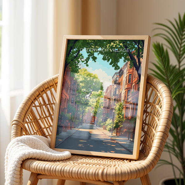Greenwich Village New York Travel Poster Wall Art, Travel Print of Greenwich Village, New York Art Lovers Gift, USA Art Gift