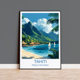 Tahiti Travel Poster Wall Art, Travel Print of Tahiti, French Polynesia, South Pacific Islands Art Lovers Gift NQ Media Designs