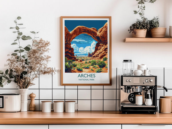 Arches National Park Travel Poster Wall Art, Travel Print of Arches, National Park Art Lovers Gift, Utah, USA, Travel Wall Art Gift