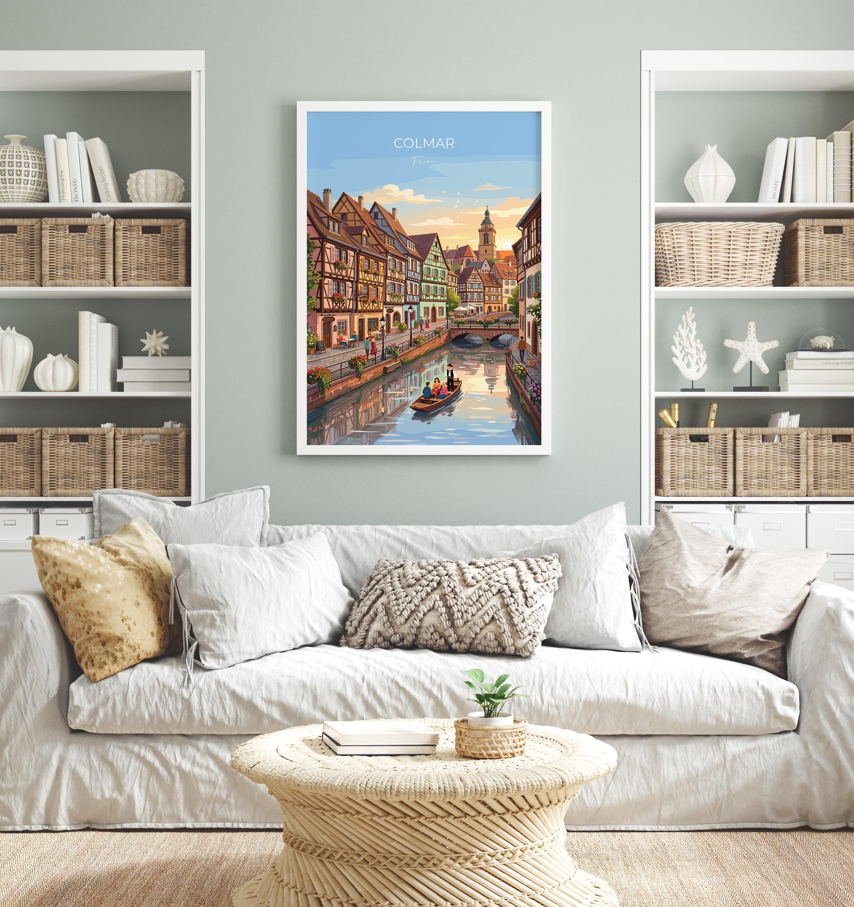 Colmar France Travel Print, Alsace Village Wall Art, Little Venice Canal Poster, Colourful Houses Illustration, Europe Decor