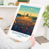 Glastonbury Travel Print, Travel Poster of Glastonbury, Somerset, England, Glastonbury Art, Festival Art Gift, Somerset Wall Art Print NQ Media Designs