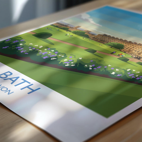 Bath Travel Print, Travel Poster of Bath, England, Cotswolds Art, Bath Gift, Avon Wall Art Print