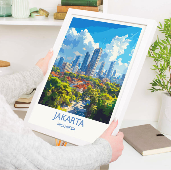 Jakarta Travel Print, Travel Poster of Jakarta, Indonesia, Jakarta Art Lovers Gift, Wall Art Decor Print Gift