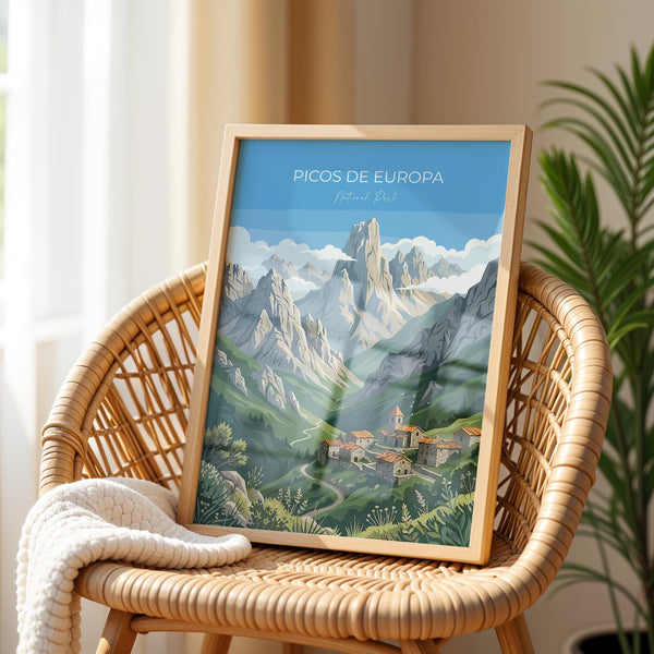 Picos De Europa National Park Travel Poster Wall ArtTravel Print of Picos De Europa, Spain Art Lovers Gift, Wall Art Print