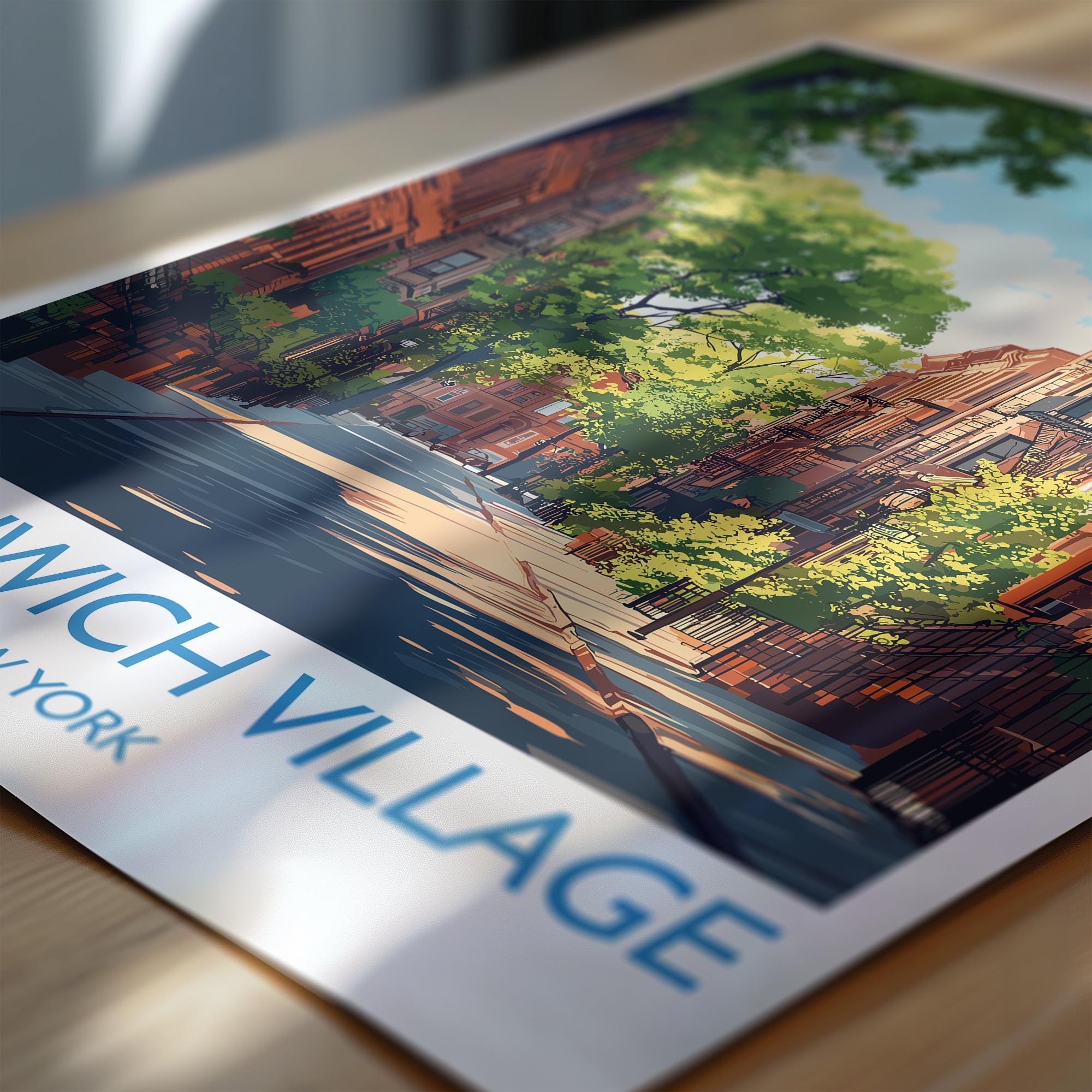 Greenwich Village New York Travel Print Wall Art, Travel Poster of Greenwich Village, New York , New York Art Lovers Gift, USA Art Gift NQ Media Designs