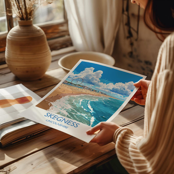 Skegness Travel Poster Wall Art, Travel Print of Skegness, England, Lincolnshire Seaside Art Lovers Gift, Travel Art Gift