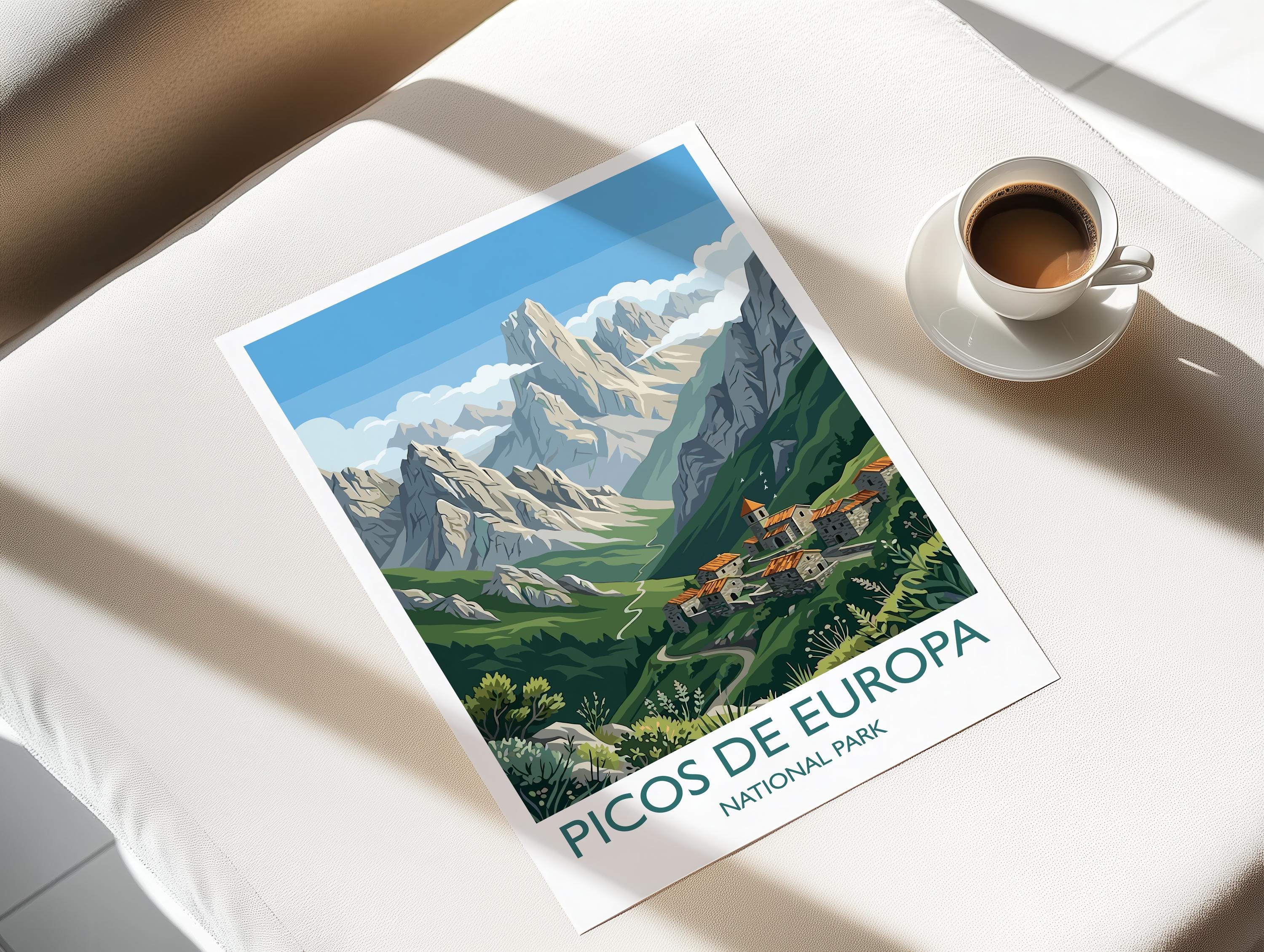 Picos De Europa National Park Travel Print Wall ArtTravel Poster of Picos De Europa, Spain Art Lovers Gift, Wall Art Print NQ Media Designs