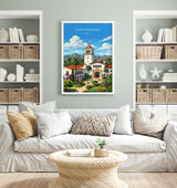 Santa Barbara Travel Poster, California Wall Art, Santa Barbara Courthouse Print, Spanish Colonial Architecture Poster, California Gift