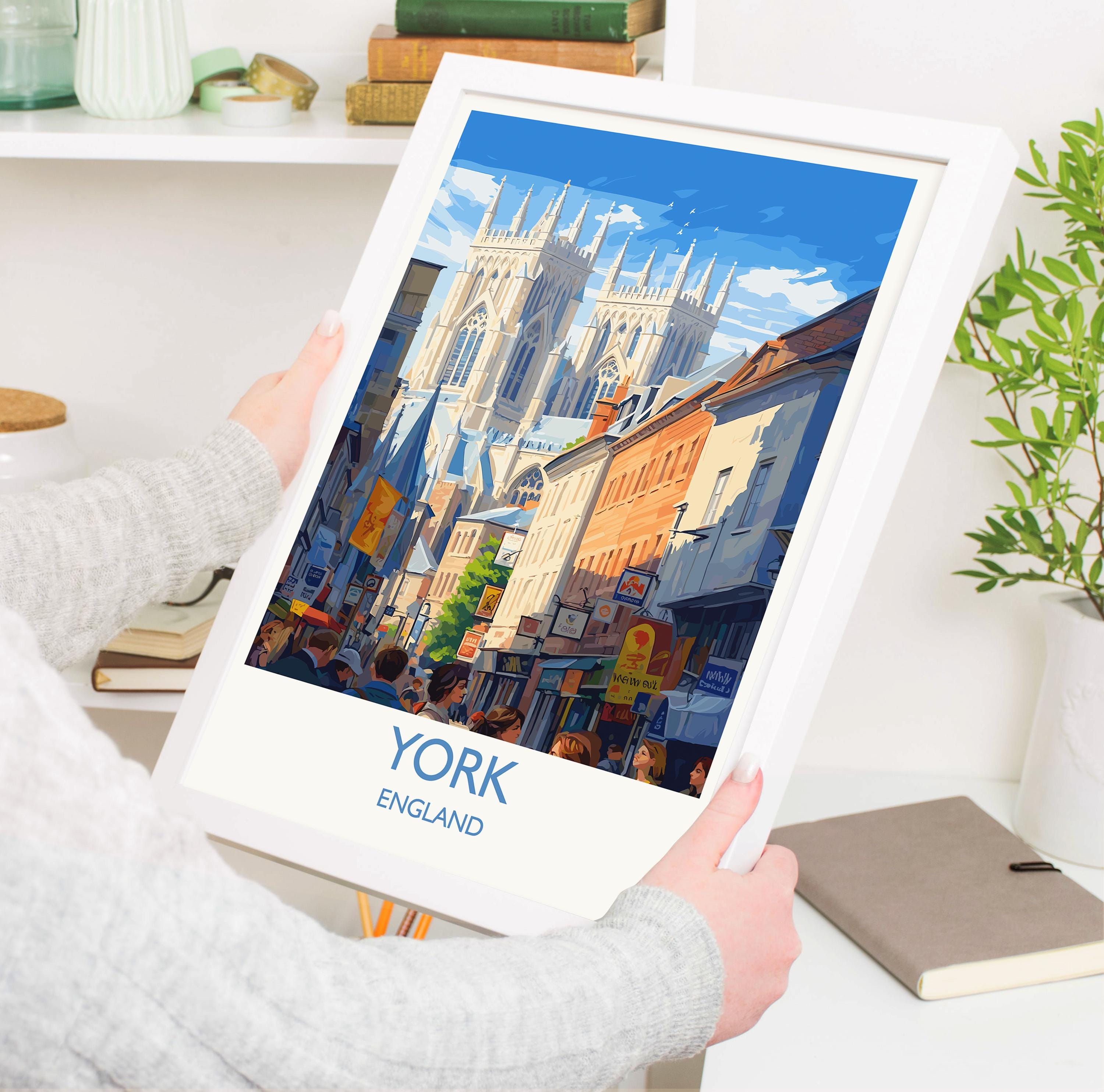 York Travel Poster Wall Art, City of York Travel Print, English Cities Art Gift, Wall Art Print NQ Media Designs