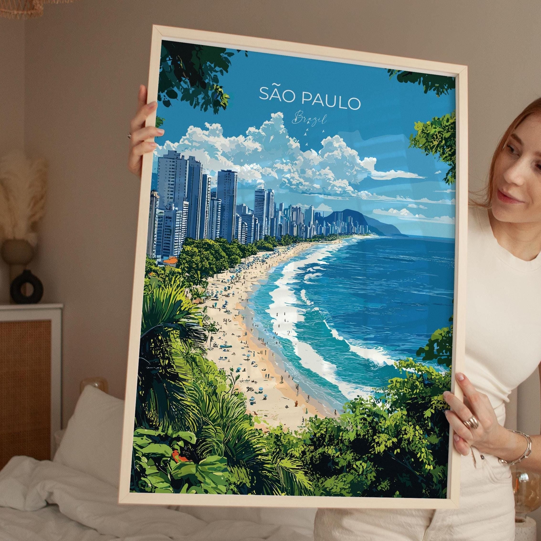 Sao Paulo Travel Poster, Travel Print of Sao Paulo, Brazil City Poster, Sao Paulo Wall Art Lovers Gift, Brazil Art Gift NQ Media Designs