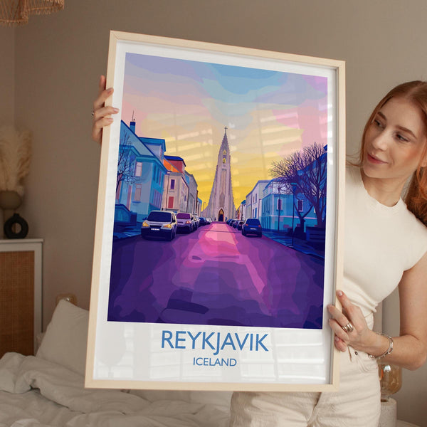 Reykjavik Poster Wall Art, Reykjavik Travel Print, Iceland Wall Art, Reykjavik Art Lovers Gift, Iceland Gift