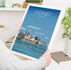 Sydney Travel Poster, Travel Print of Sydney, Sydney Harbour Bridge, Sydney Opera House, Australia Travel Art Lovers Gift