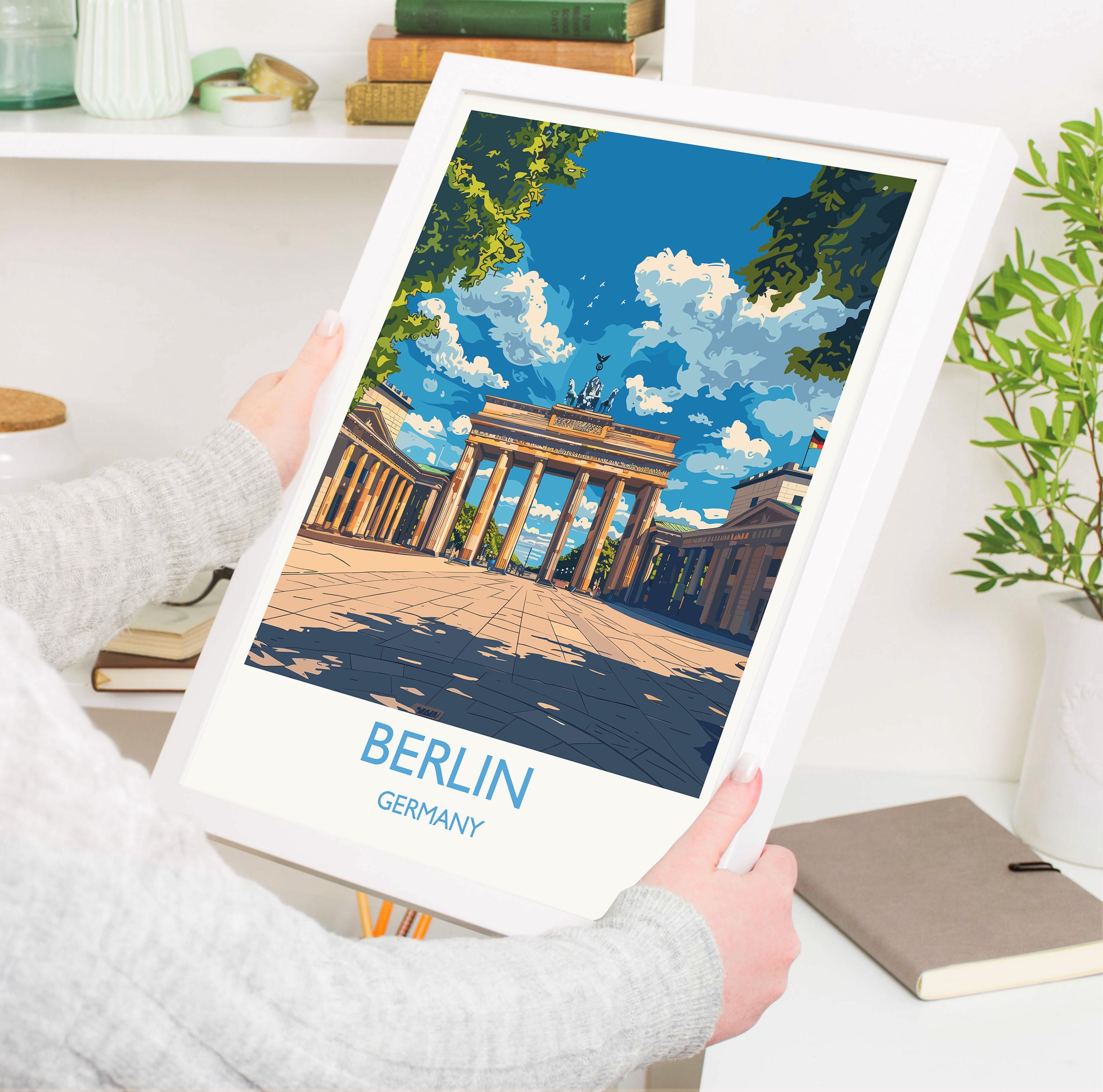 Berlin Travel Print Wall Art, Travel Poster of Berlin, Brandenburg Gate, Berlin Art Lovers Gift, Germany Art Gift NQ Media Designs