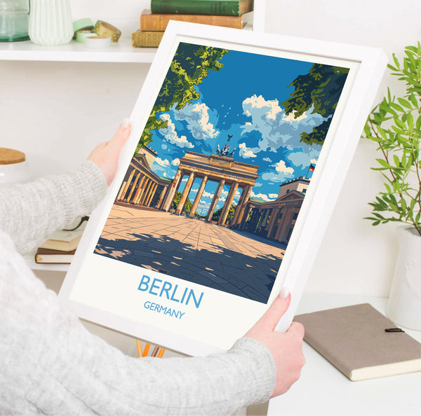 Berlin Travel Print Wall Art, Travel Poster of Berlin, Brandenburg Gate, Berlin Art Lovers Gift, Germany Art Gift