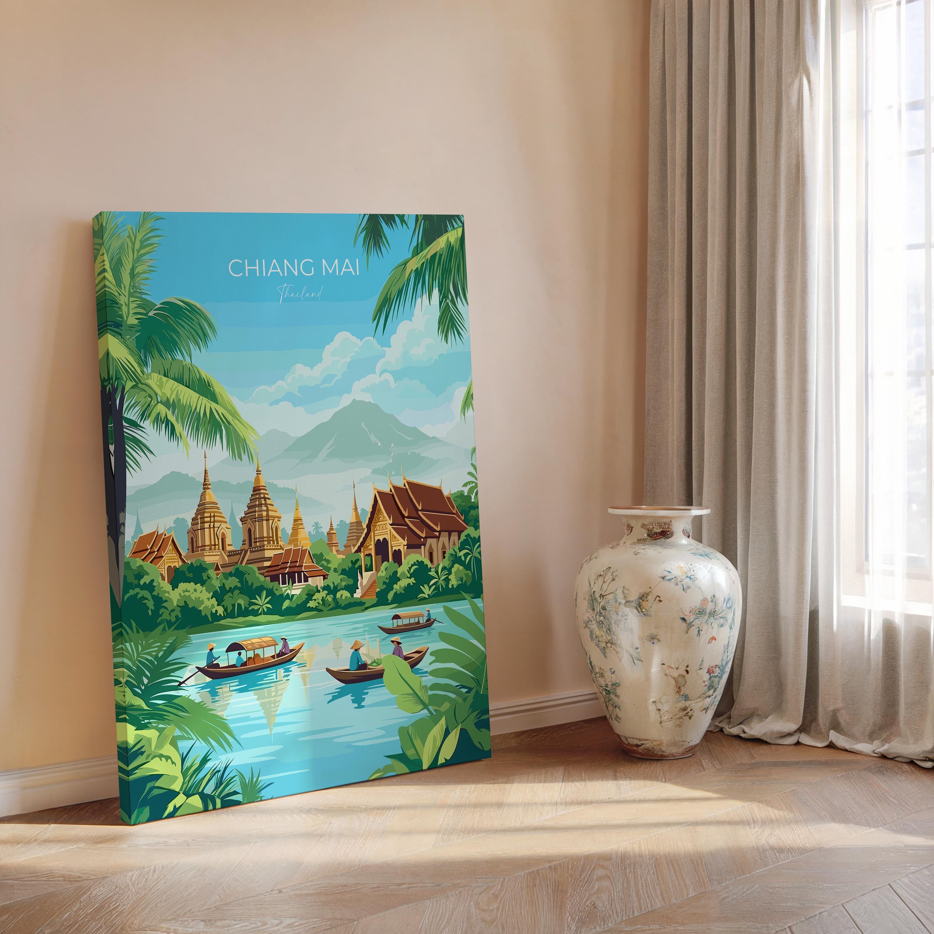 Chiang Mai Travel Poster, Travel Print of Chiang Mai, Thailand, Chiang Mai Art Lovers Gift, Wall Art Print NQ Media Designs