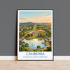 Canberra Australia Travel Poster, Parliament House Wall Art, Australian Capital City Print, Lake Burley Griffin Illustration, Australia Art