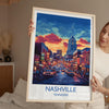 Nashville Travel Print Wall Art, Travel Poster of Nashville, Nashville Art Lovers Gift, Tennessee USA Art Gift