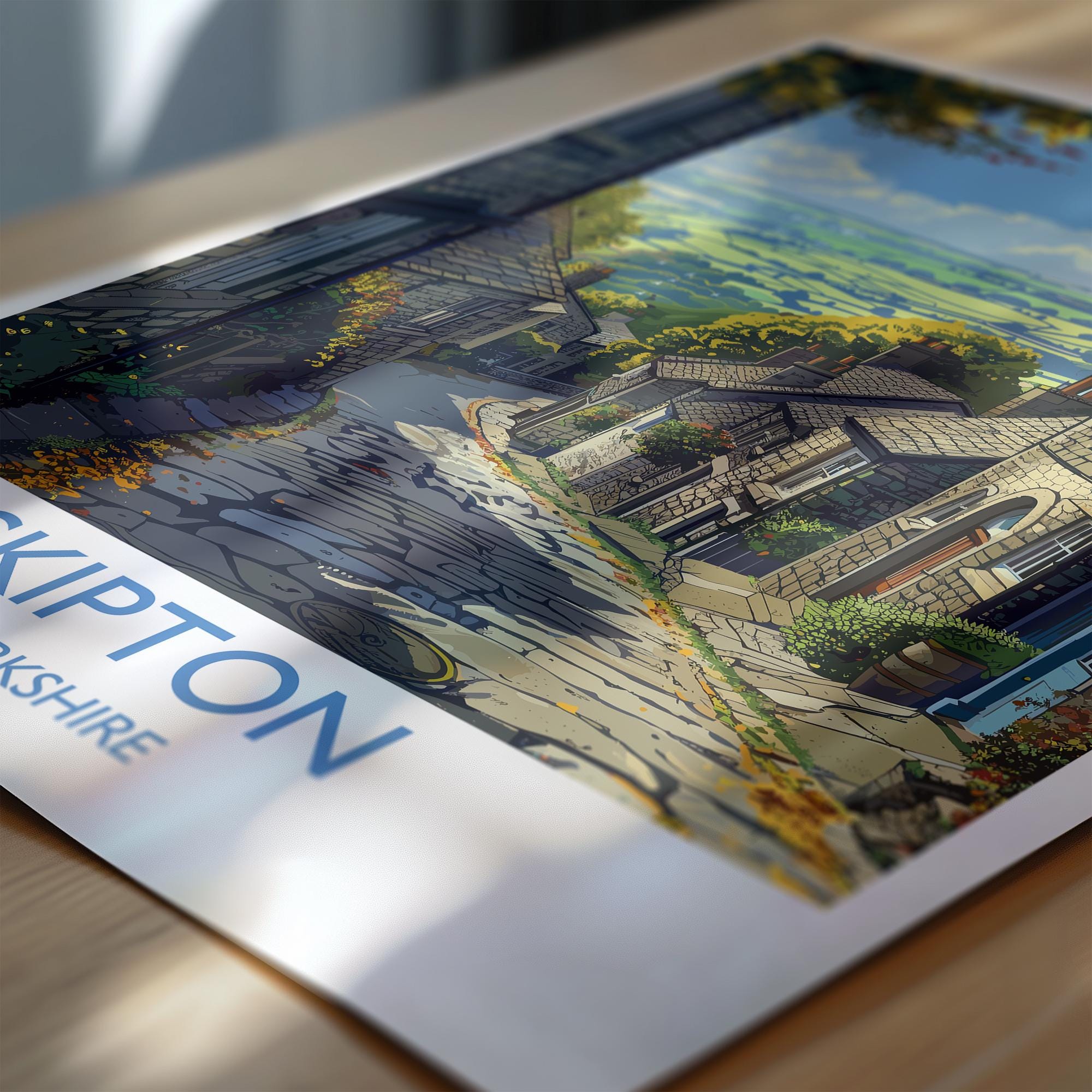 Skipton Travel Print Wall Art, Travel Poster of Skipton, Skipton Art Print, North Yorkshire Wall Print, Yorkshire Art Lovers Gift NQ Media Designs
