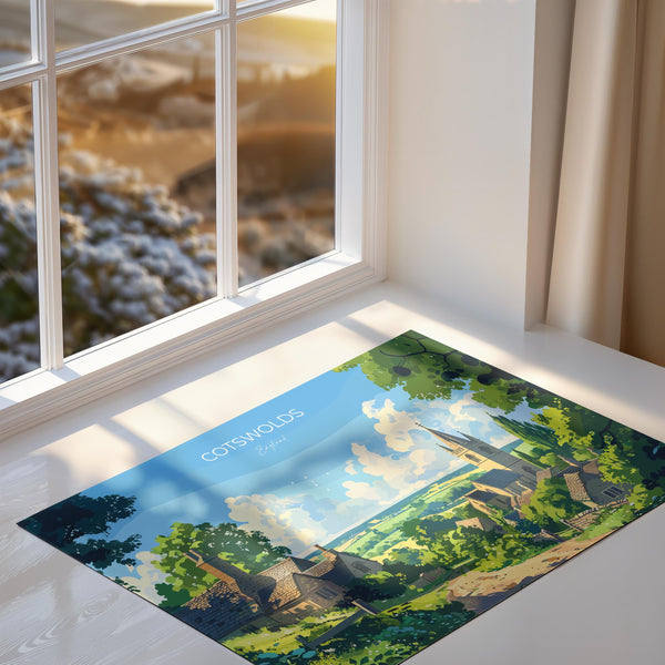 Cotswolds Landscape Travel Poster Wall Art, Travel Print of Cotswolds, Cotswolds Art Lovers Gift, English Countryside