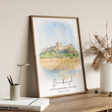 Bamburgh Wall Art Poster, Travel Print of Bamburgh Castle, England, Northumberland Art Gift, Travel Watercolour Gift NQ Media Designs