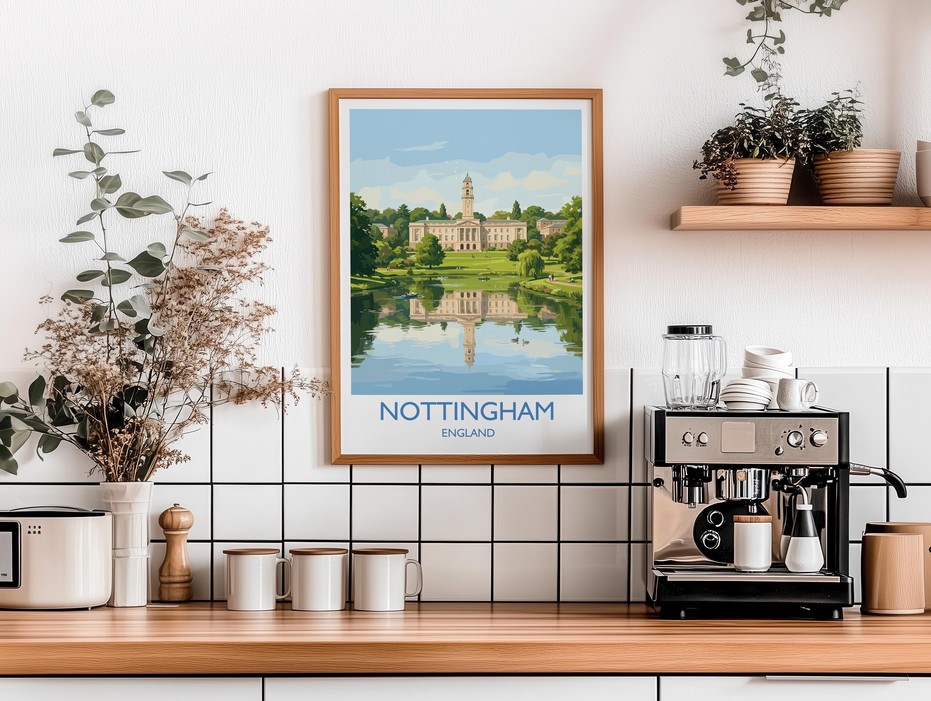 Nottingham University Travel Poster, University of Nottingham Wall Art, Historic UK University Illustration, Nottingham Gift